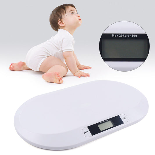 Cantar Electronic CIKO pentru Bebelusi, Baby Scale, 20kg, Senzor Sensibil si Precis, Functie Hold, Oprire Automata, 56x33 cm, Alb