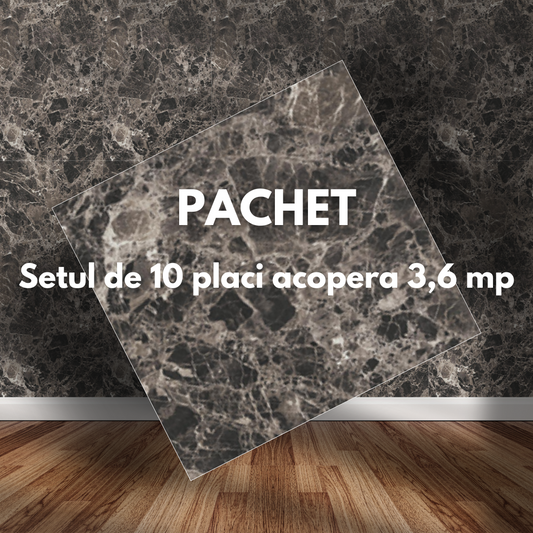 Placa de tapet SDEPOT®, grosime 2mm, dimensiuni 60x60cm, imitatie de marmura, model gri