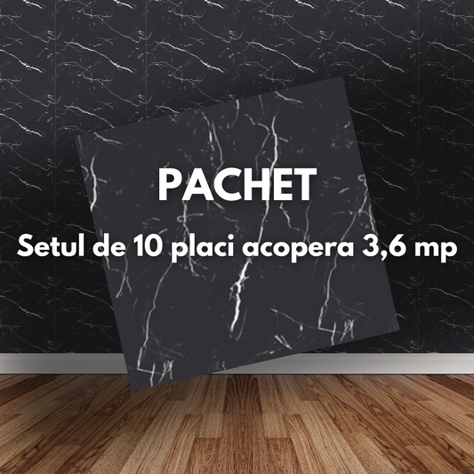 Placa de tapet SDEPOT®, grosime 2mm, dimensiuni 60x60cm, imitatie de marmura, model gri inchis