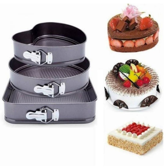 Set 3 tavi de prajituri, cu baza detasabila si forme diferite