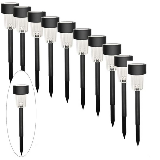 Set 10 lămpi solare cu țăruș, pentru grădină, impermeabile, alimentare solară, plastic, 32 cm