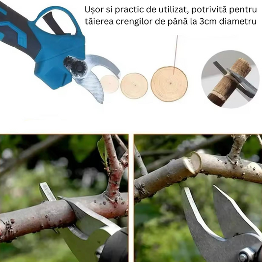 Foarfeca electrică 48V, 2 acumulatori, oțel carbon, valiză, verde