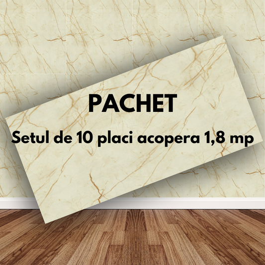 Placa de tapet SDEPOT®, grosime 2mm, dimensiuni 30x60cm, imitatie de marmura, crem