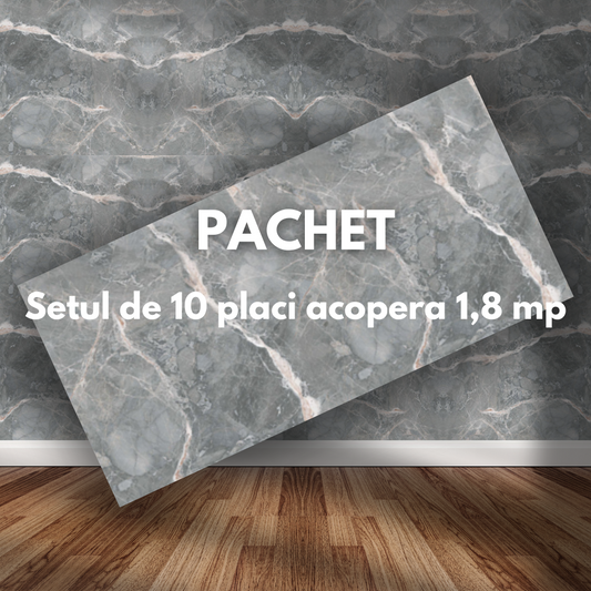 Placa de tapet SDEPOT®, grosime 2mm, dimensiuni 30x60cm, imitatie de marmura, gri