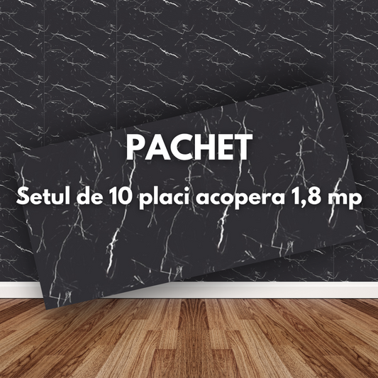 Placa de tapet SDEPOT®, grosime 2mm, dimensiuni 30x60cm, imitatie de marmura, model gri inchis