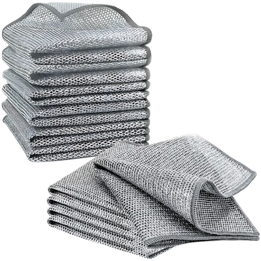 Set 5 lavete cu strat dublu SDEPOT®, create din fibra abraziva pentru vase, pentru utilizare umeda si uscata, argintiu