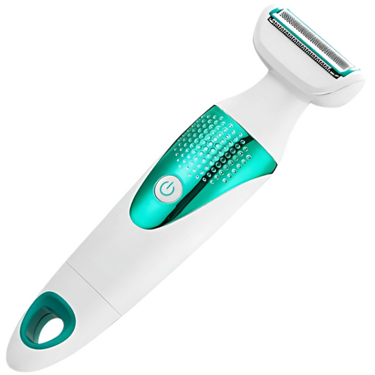 Aparat de tuns si ras corporal SDEPOT®, alimentare baterii, lame inox, 5 capete interschimbabile, alb