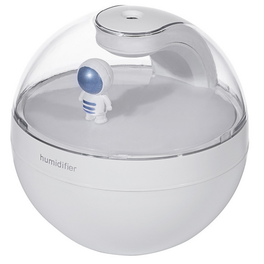Difuzor aromaterapie SDEPOT®, cu lumina alba calda de veghe, functie silentioasa, pentru purificarea aerului, figurina astronaut