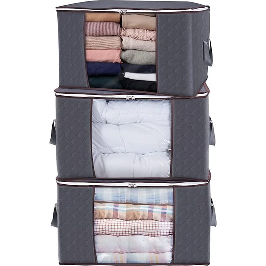 Set 3 genti depozitare pentru haine, 60x40x35 cm