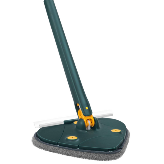 Mop poligon din microfibra, cu mâner lung, mod de stoarcere, verde