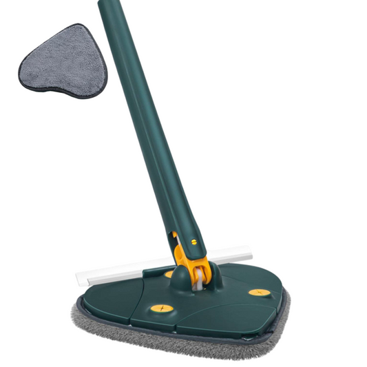 Mop poligon din microfibra, cu mâner lung, mod de stoarcere, verde