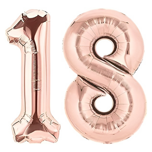 Set 2 baloane folie, aniversare 18 ani, 105 cm, roz gold