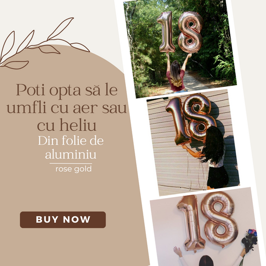 Set 2 baloane folie, aniversare 18 ani, 105 cm, roz gold