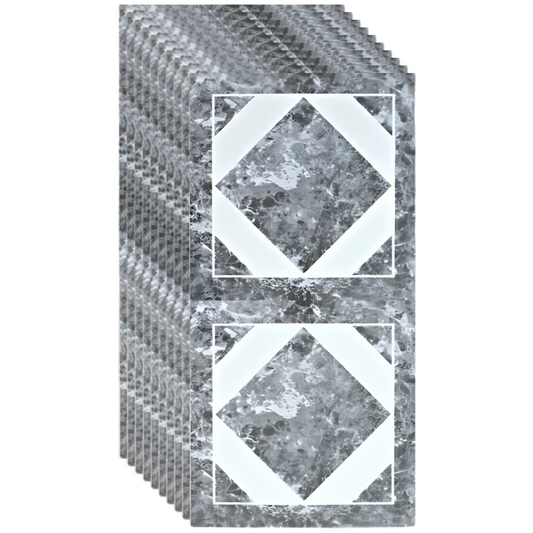 Set plăci imitație marmură, 2mm, dimensiuni 30x60cm, gri-alb PH004