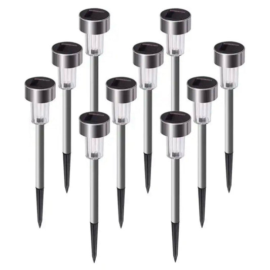 Set 10 lămpi solare cu țăruș, pentru grădină, impermeabile, alimentare solară, metal, 32 cm
