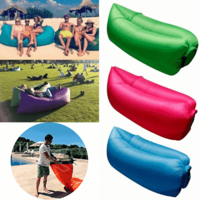 2+1 CADOU: Saltea gonflabila Lazy Bag, umflare cu aer
