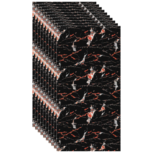 Placa de tapet SDEPOT®, grosime 2mm, dimensiuni 30x60cm, imitatie de marmura, negru cu model rosu